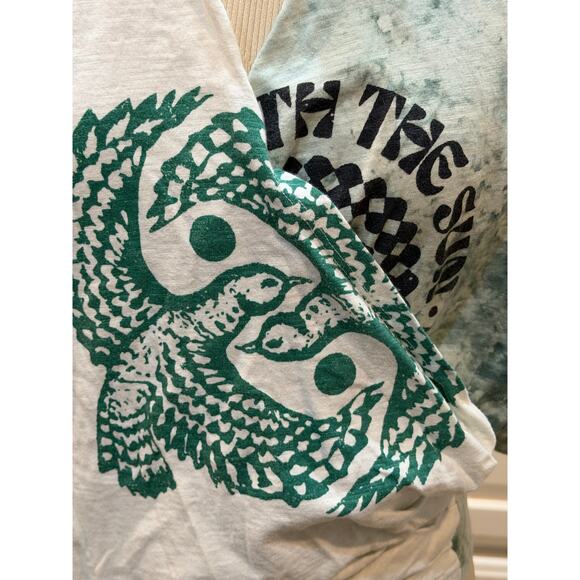 Real Fun Wow T-Shirt Green White Tie Dye Graphic Size S Anthropologie Exclusive - Picture 7 of 10